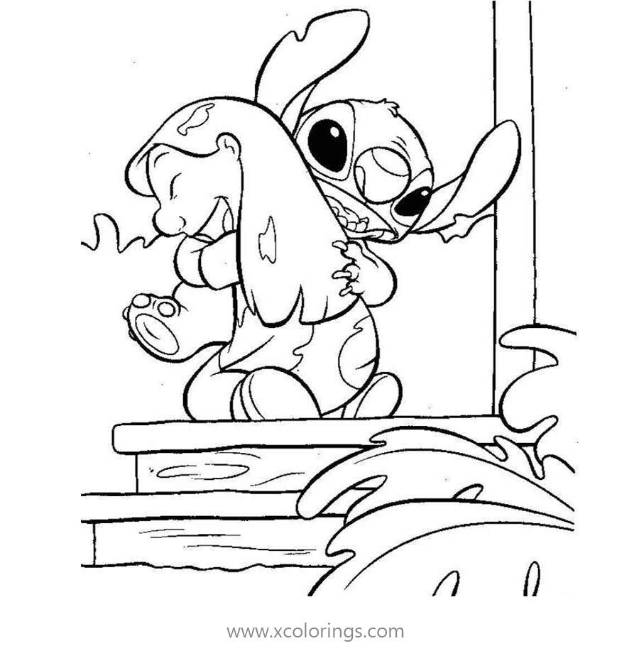 Free Lilo And Stitch Hugging Coloring Pages printable