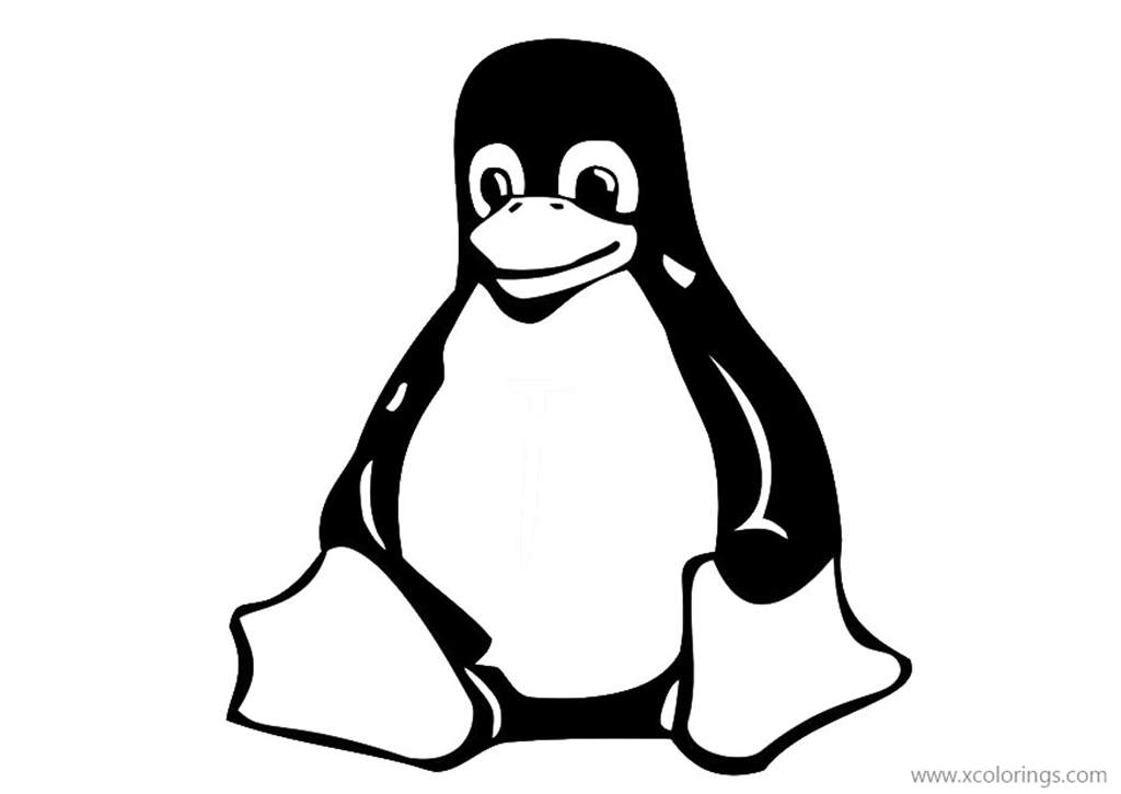 Free Linux Penguin Coloring Page printable