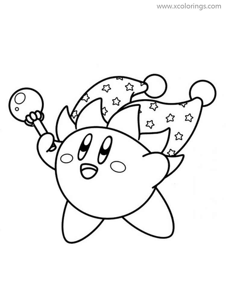 Free Magical Kirby Coloring Page printable