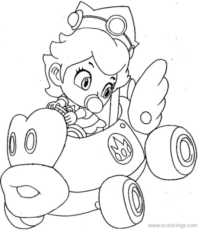 Free Mario Kart Coloring Pages Baby Princess Peach printable