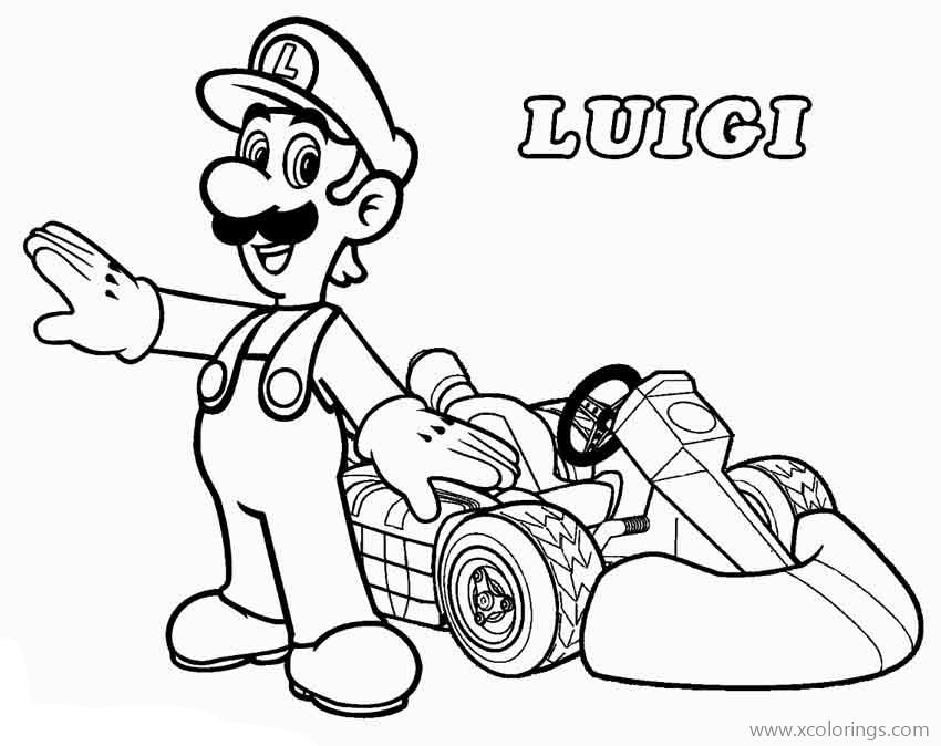 Free Mario Kart Coloring Pages Luigi and History Car printable
