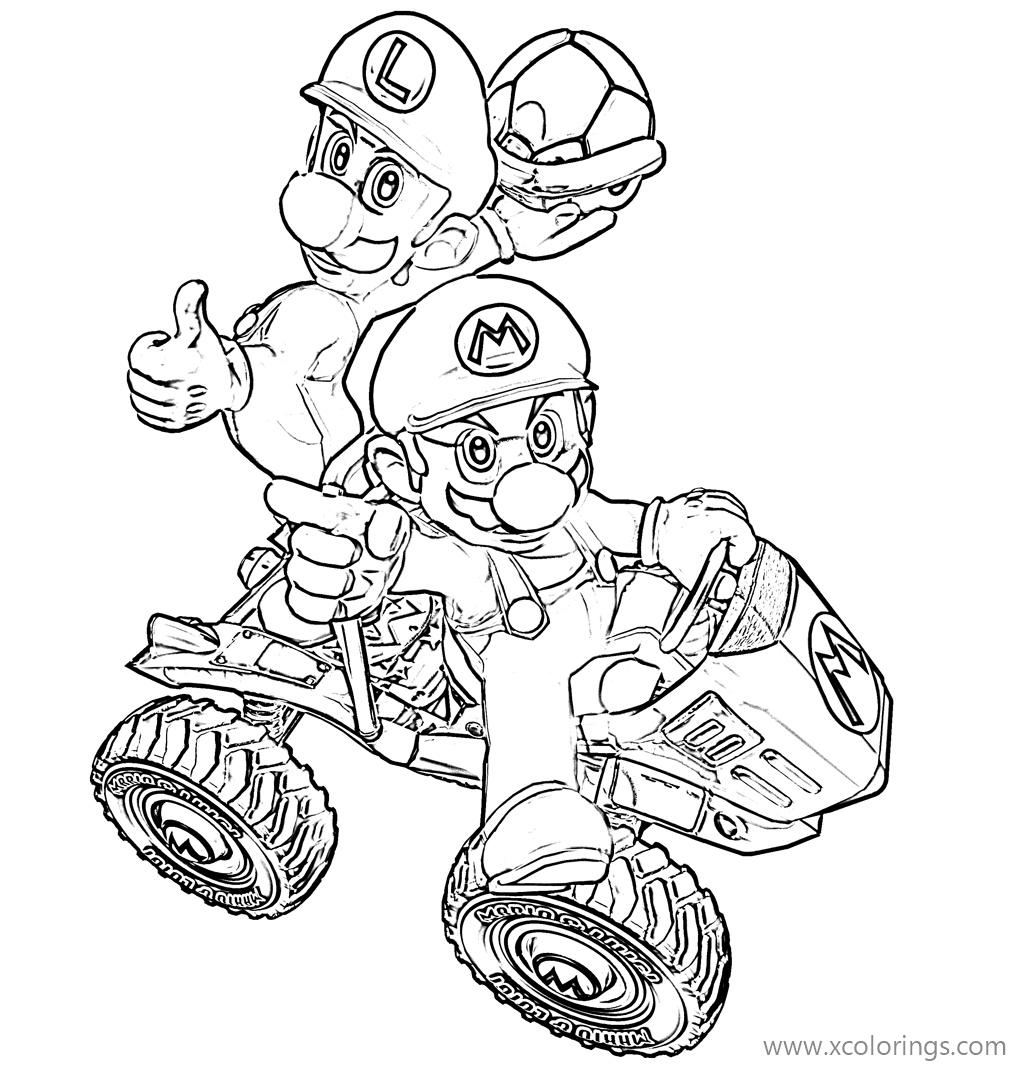 Mario Kart Coloring Pages Luigi And Mario XColorings