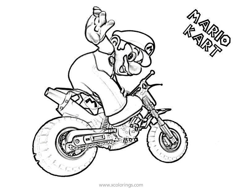Free Mario Kart Coloring Pages Mario Driving Motorcycle printable