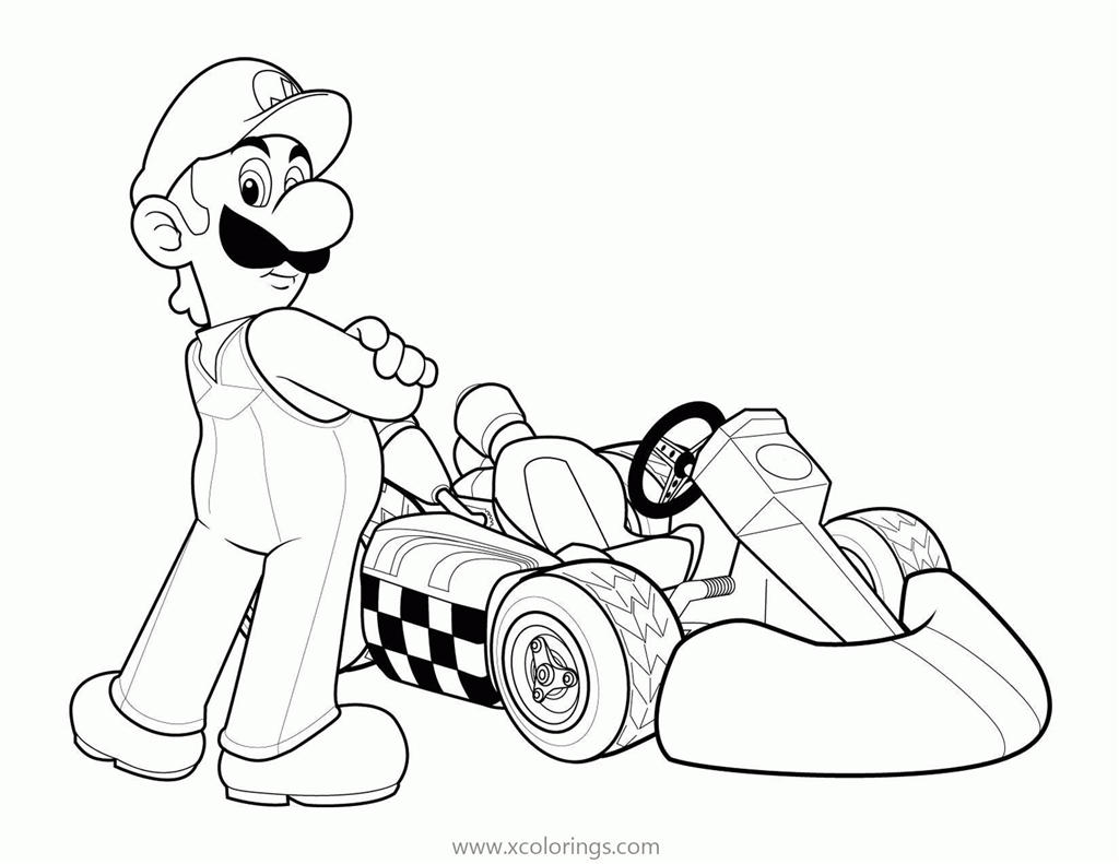 Free Mario Kart Coloring Pages Mario and Race Car printable