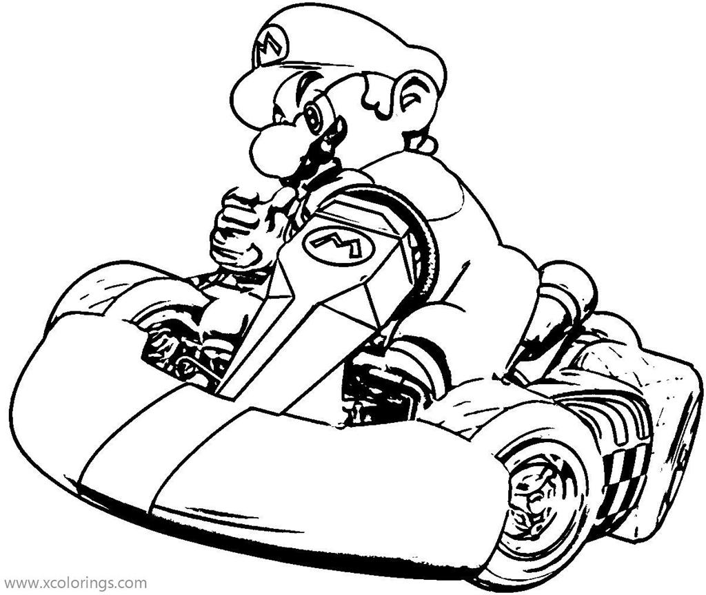 Mario Kart Coloring Pages Mario Is Driving XColorings