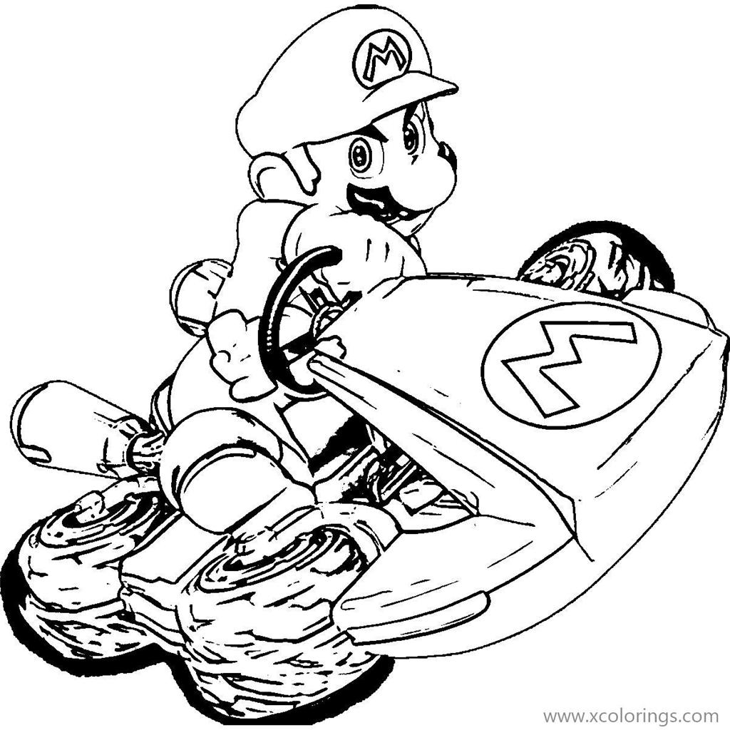 Free Mario Kart Coloring Pages Mario is Racing printable