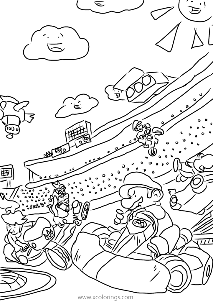 Free Mario Kart Coloring Pages Racing printable