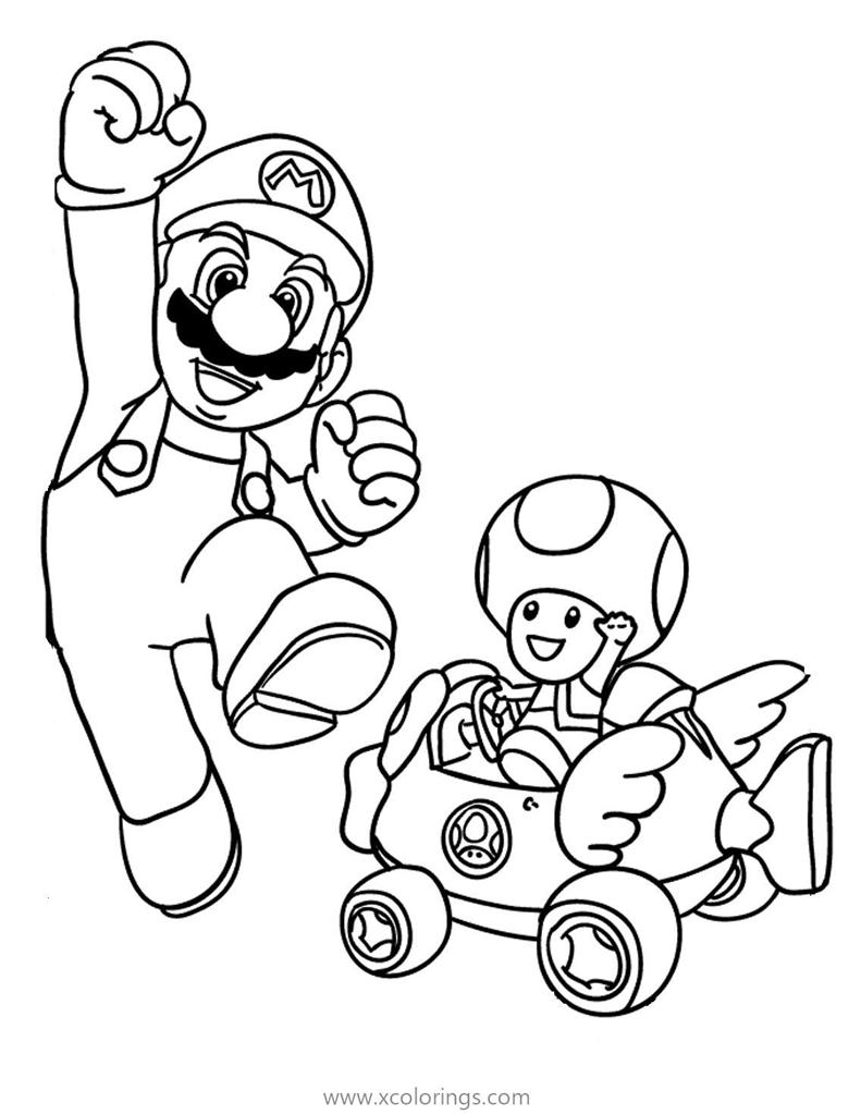 Free Mario Kart Coloring Pages Toad in the Car printable