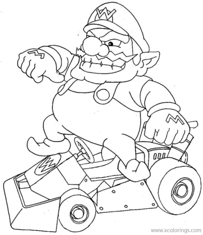 Free Mario Kart Coloring Pages Wario printable