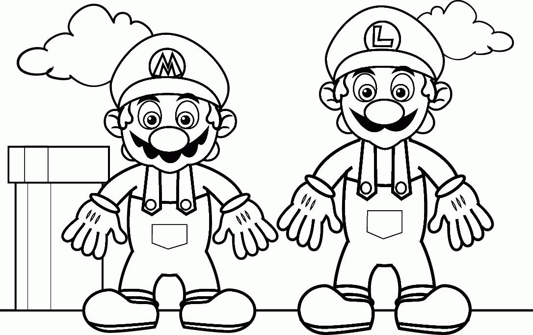 Free Mario Kart Luigi and Mario Coloring Pages printable