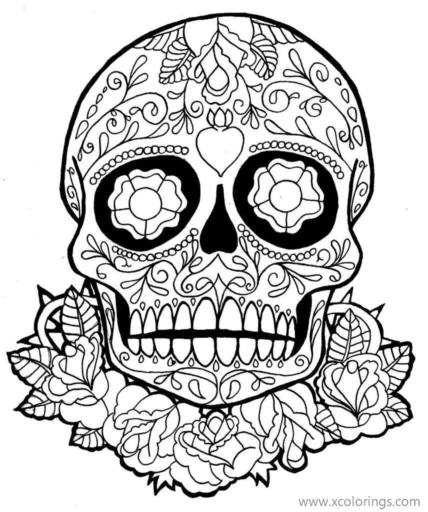 Free Mexican Holiday Day of The Dead Coloring Page printable