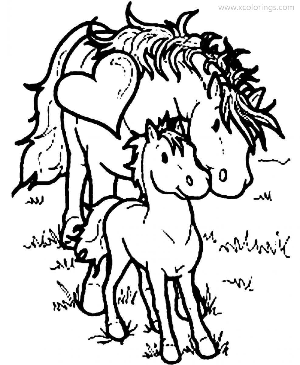 Free Mother Love Its Baby Horse Coloring Pages printable