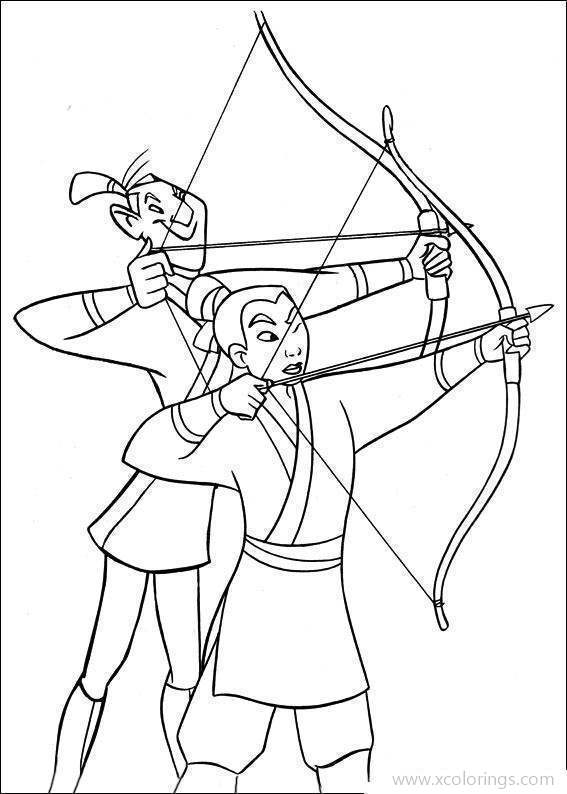 Free Mulan Archery Coloring Pages printable