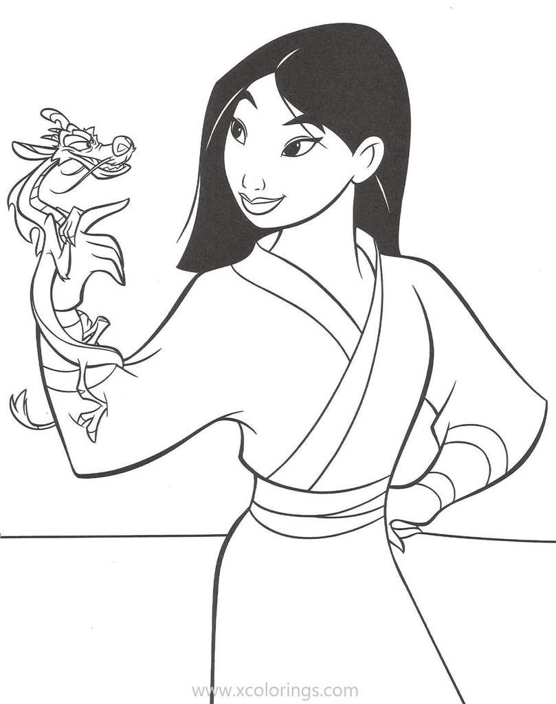Free Mulan Coloring Pages Chinese Dragon printable