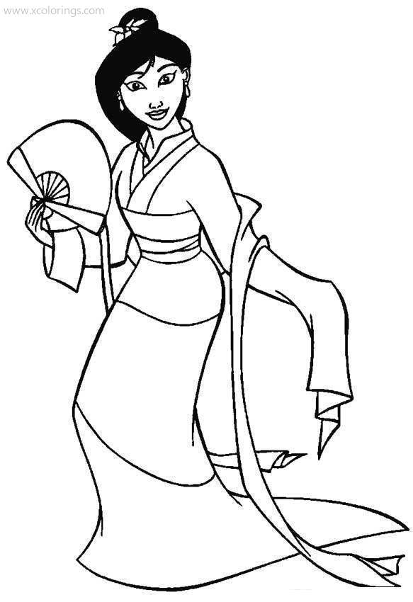 Free Mulan Coloring Pages Dancing On The Ball printable
