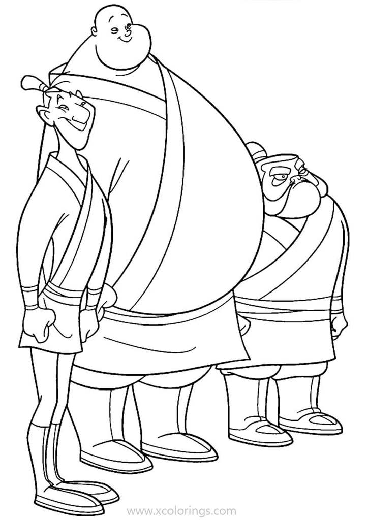 Free Mulan Coloring Pages Ling Yao and Chien Po printable