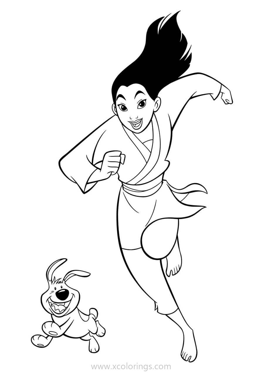 Free Mulan Coloring Pages Little Brother printable