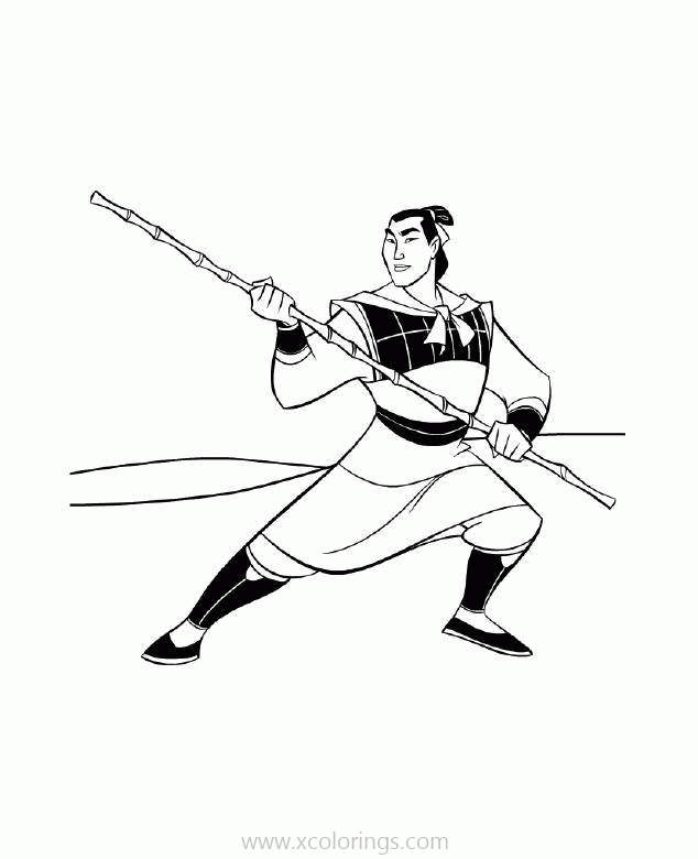 Free Mulan Coloring Pages Warrior Shang printable