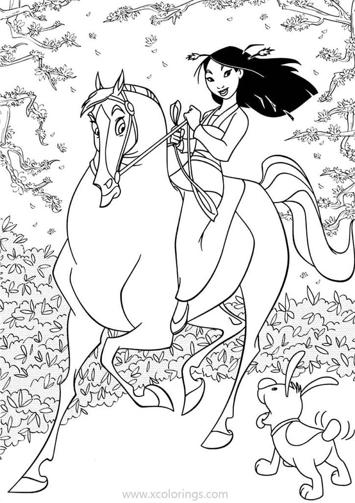 Free Mulan On the Horseback Coloring Pages printable