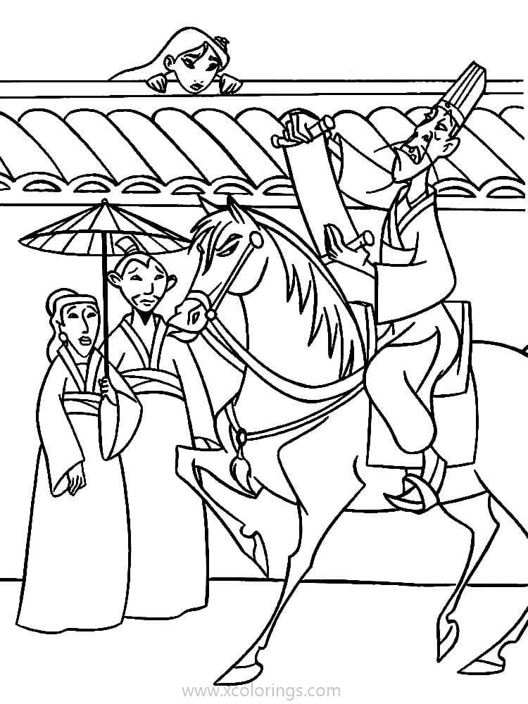 Free Mulan On the Wall Coloring Pages printable