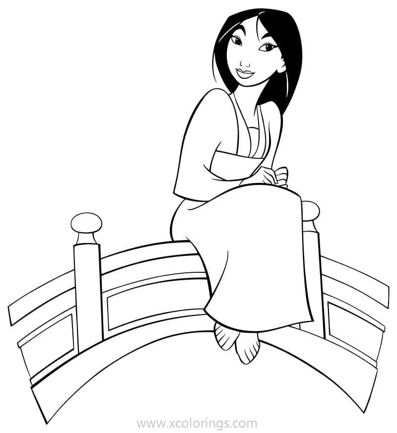 Free Mulan Sits On The Bridge Coloring Pages printable