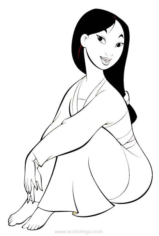 Free Mulan Sitting On The Ground Coloring Pages printable