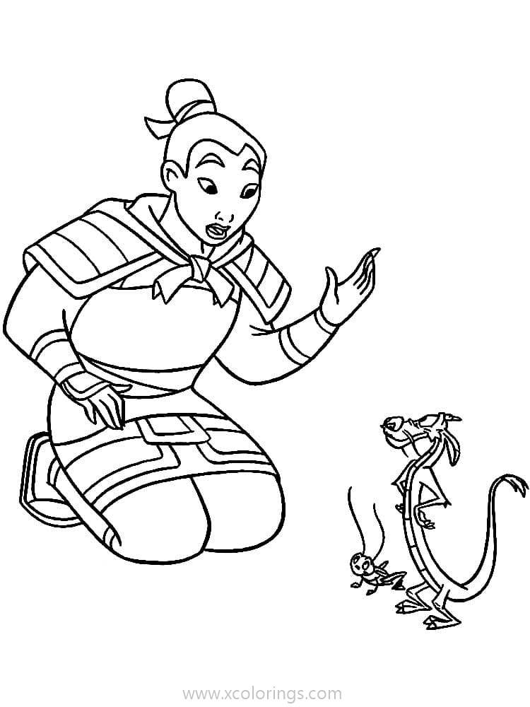 Free Mulan and Dragon Friend Coloring Pages printable