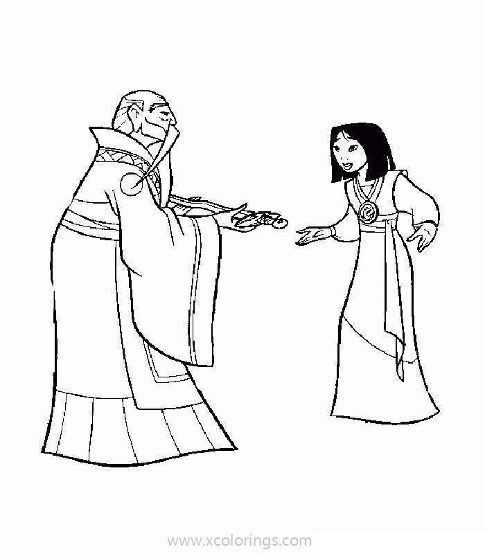 Free Mulan and Emperor Coloring Pages printable