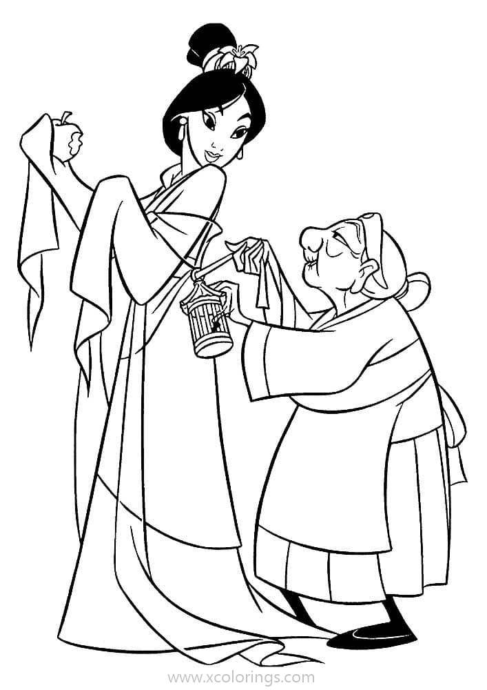 Free Mulan and Grandma Coloring Page printable