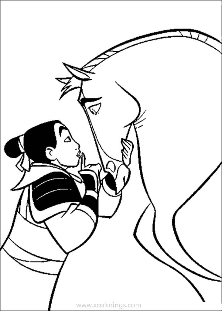 Free Mulan and Horse Khan Coloring Pages printable