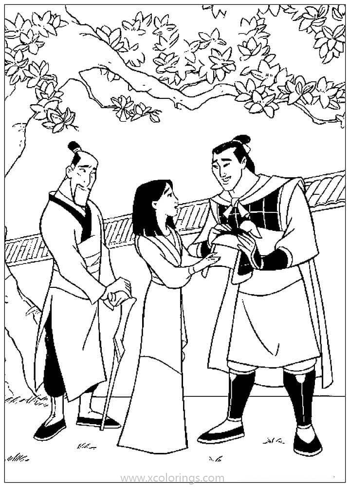 Free Mulan and Li Shang Coloring Pages printable