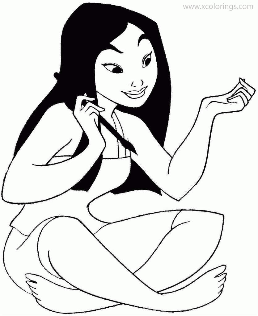 Free Mulan was Doing Hair Coloring Pages printable