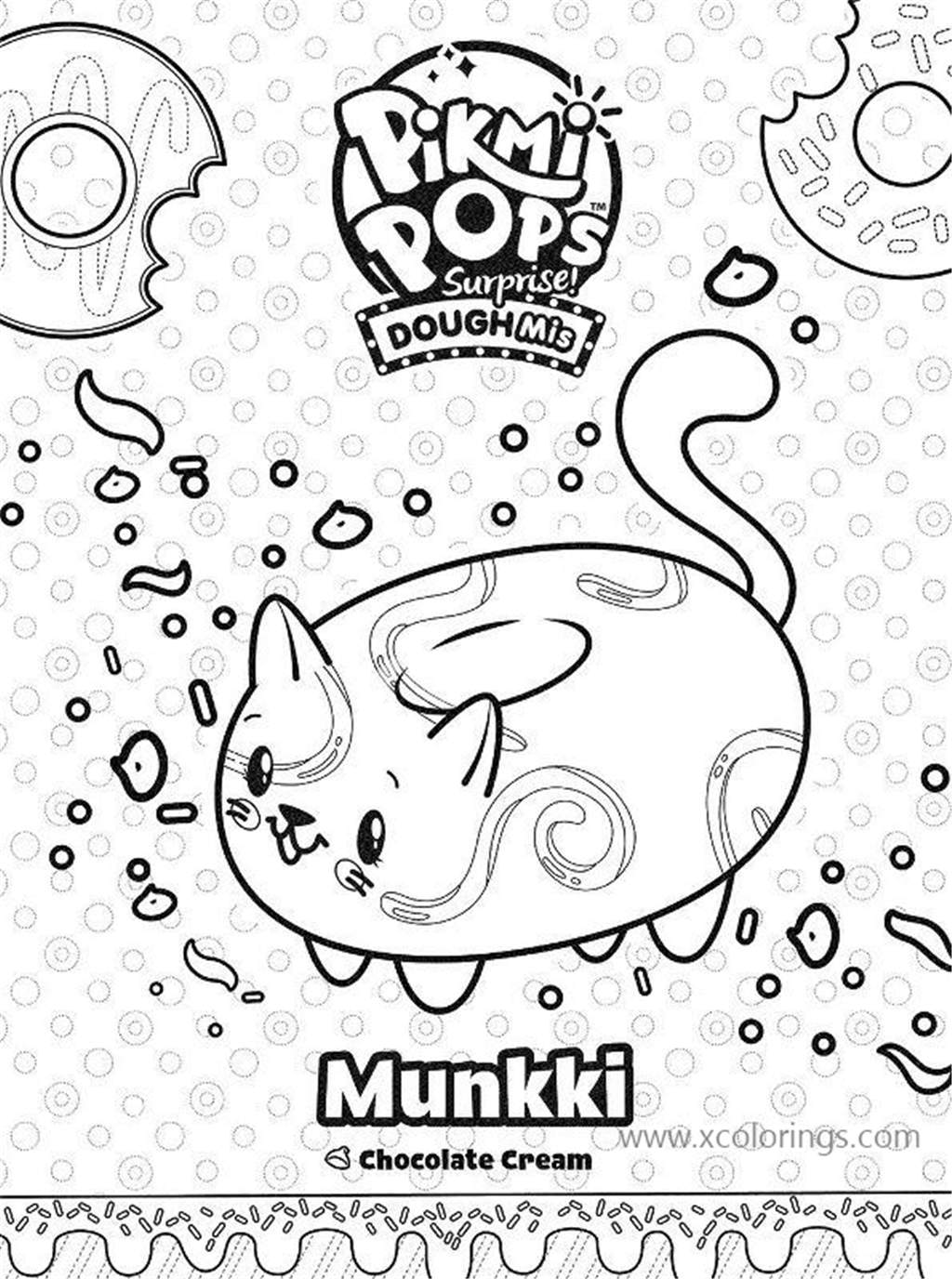 Free Munkki Donut from Pikmi Pops Coloring Pages printable