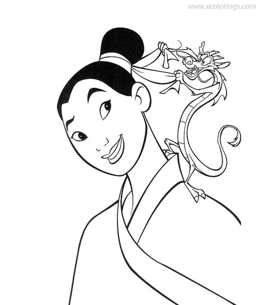 Free Mushu on Mulan's Shoulder Coloring Pages printable