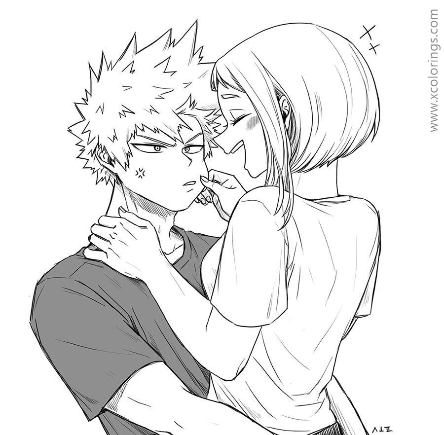 My Hero Academia Coloring Pages Deku And Uraraka XColorings