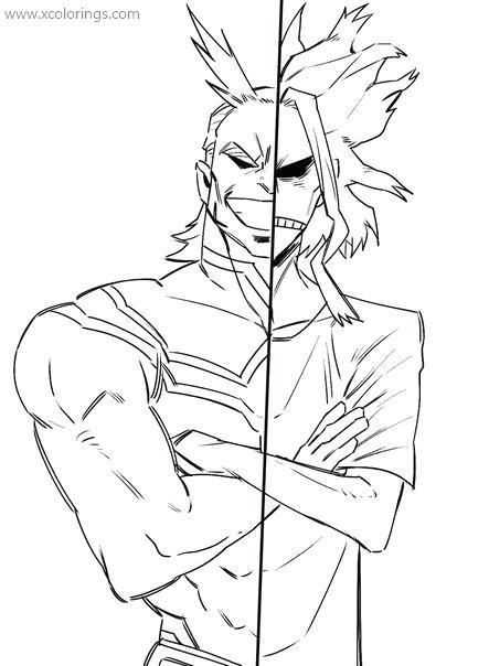 Free My Hero Academia Coloring Pages Heroics Teacher All Might printable