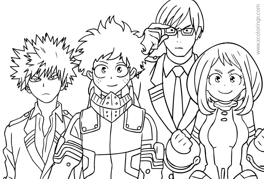 My Hero Academia Coloring Pages Ochaco Uraraka and Friends - XColorings.com