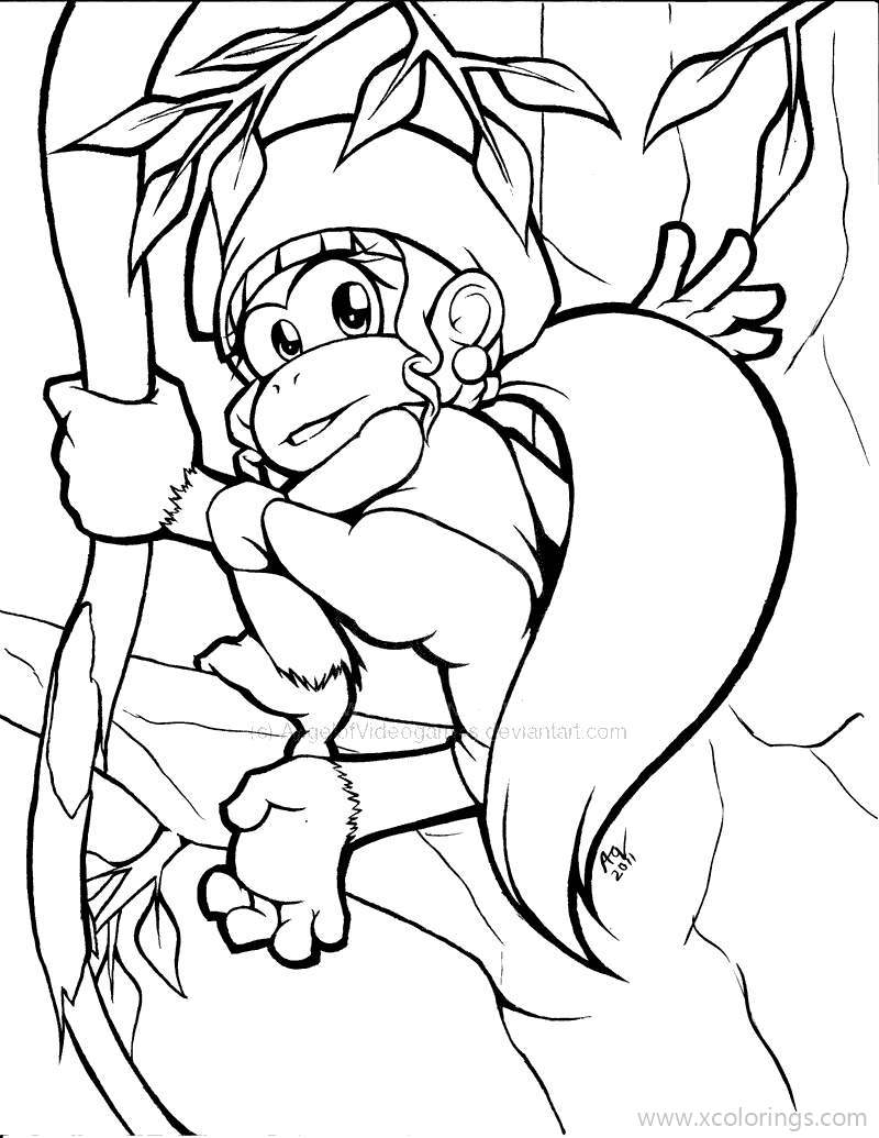 Nintendo Donkey Kong Coloring Pages Diddy Kong XColorings