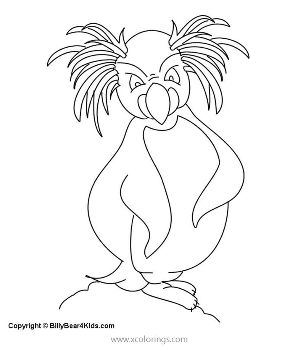 Free Northern Rockhopper Penguin Coloring Page printable