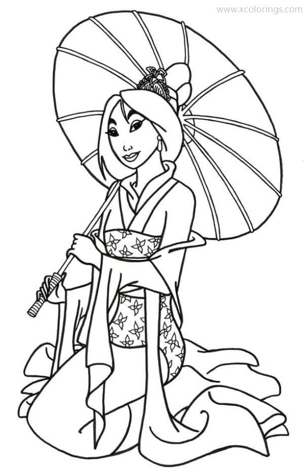 Free Oriental Princess Mulan Coloring Pages printable