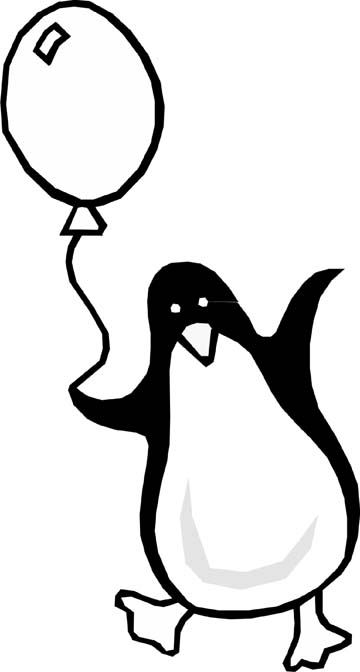 Free Penguin Play with A Balloon Coloring Page printable