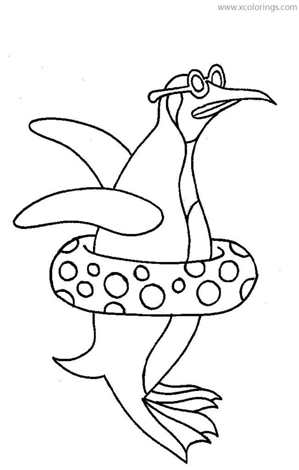 Free Penguin in Swimming Ring Coloring Pages printable