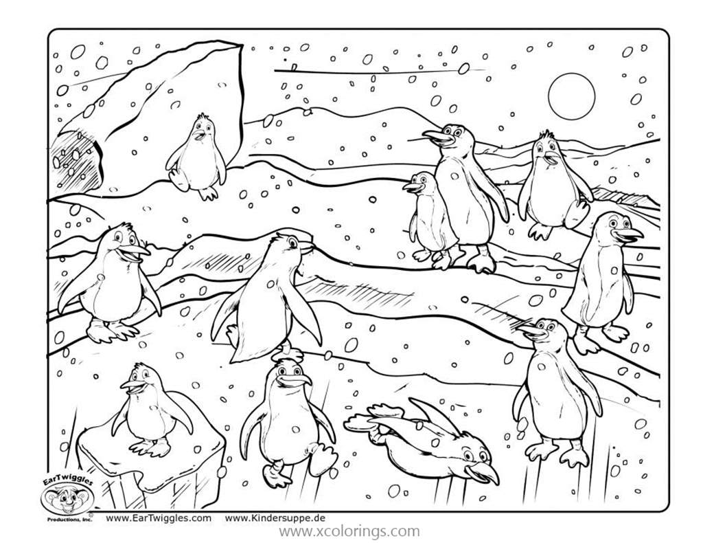 Free Penguins Playing Coloring Pages printable