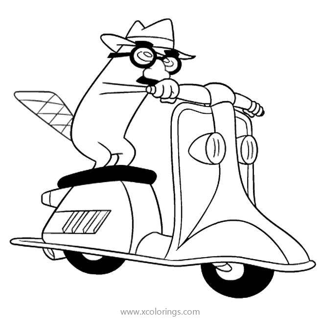 Free Perry and Motorcycle from Phineas and Ferb Coloring Pages printable