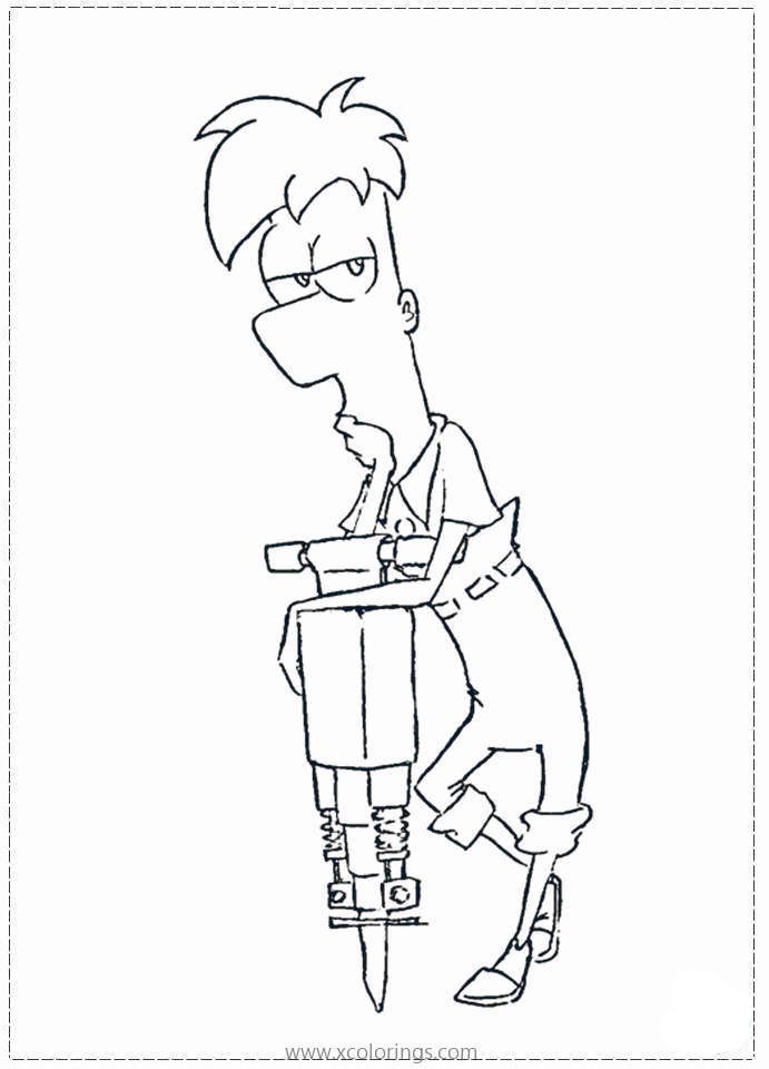 Free Phineas Is Working Coloring Pages printable