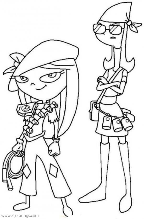 Free Phineas and Ferb Coloring Pages Candace and Isabella printable