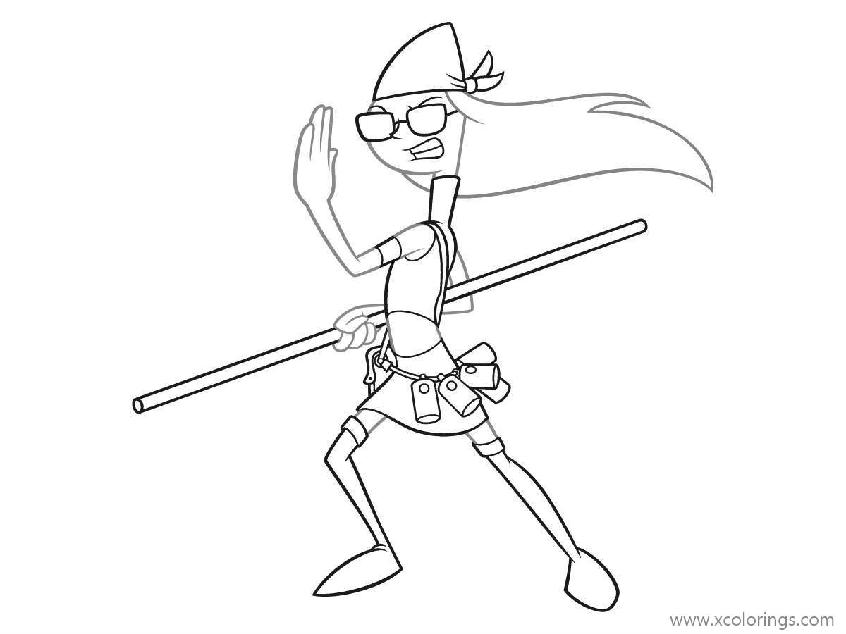 Free Phineas and Ferb Coloring Pages Candace with A Stick printable