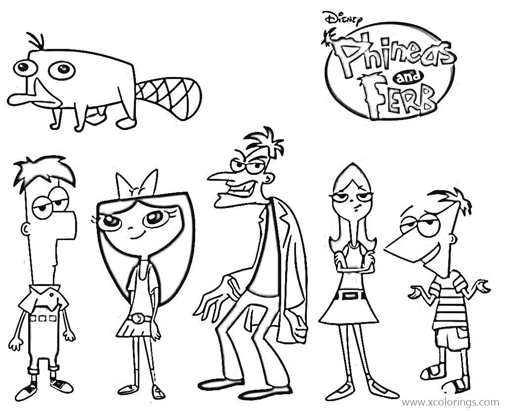 Free Phineas and Ferb Coloring Pages Characters printable
