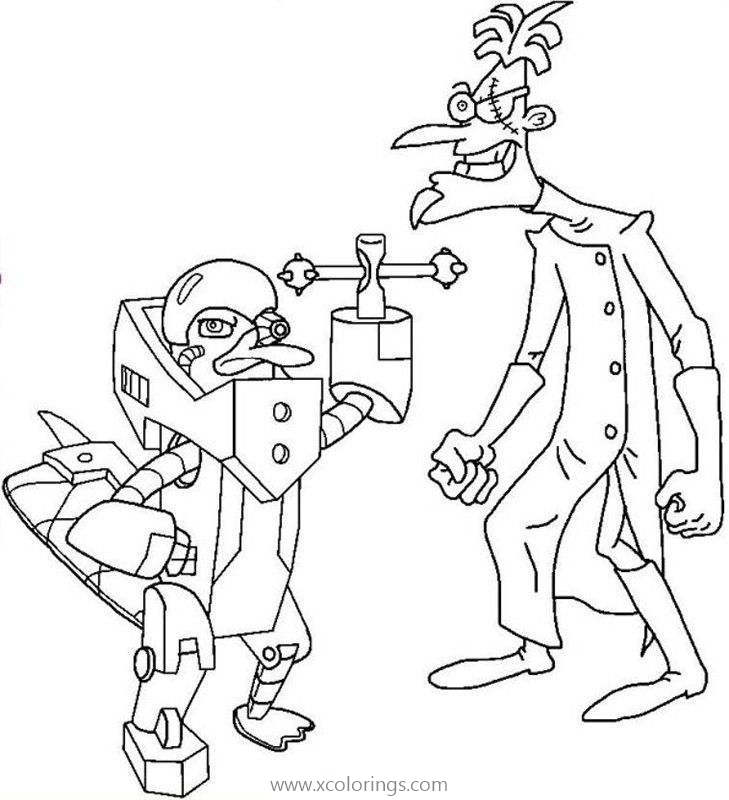 Free Phineas and Ferb Coloring Pages Dr Heinz Build A Robot printable