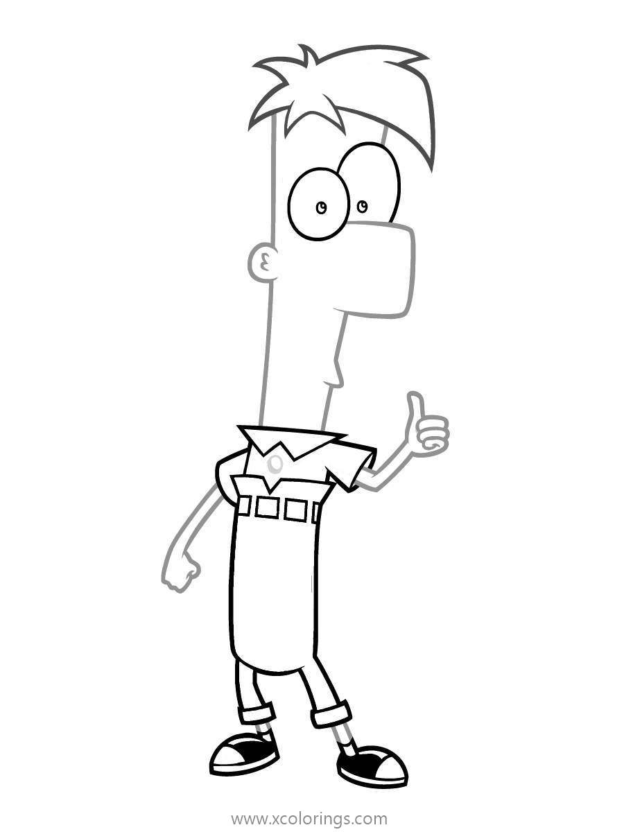 Free Phineas and Ferb Coloring Pages Ferb Thumb Up printable